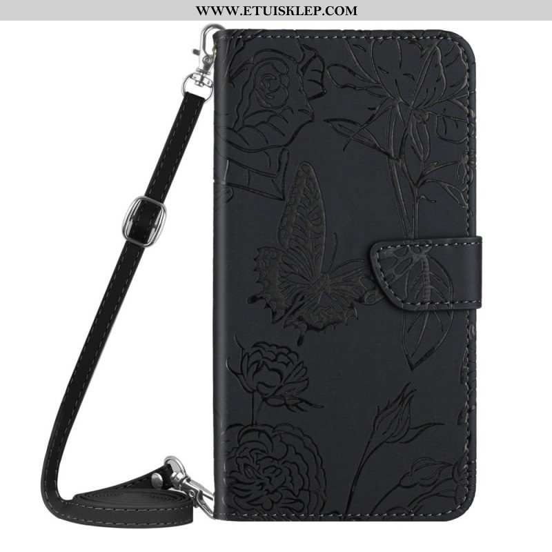 Etui Folio do Xiaomi 12 / 12X Motyle I Pasek Na Ramię